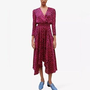 Maje Pink Leopard Print Dress